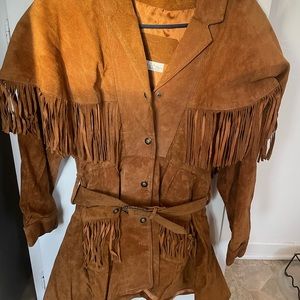 Vintage suede fringe coat